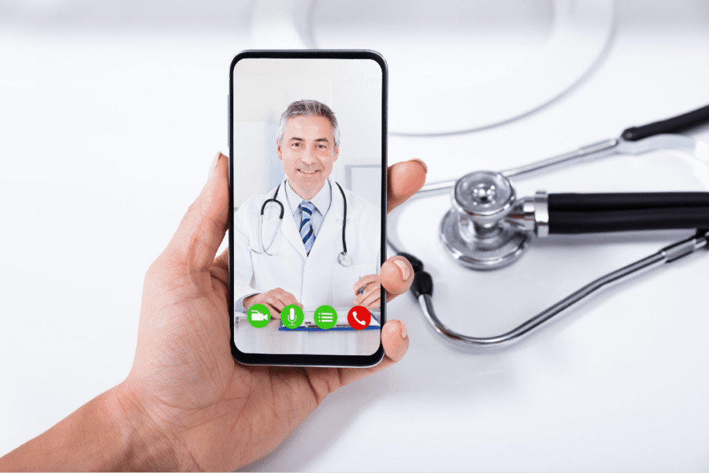 Videogespräch mit dem Arzt auf dem Smartphone