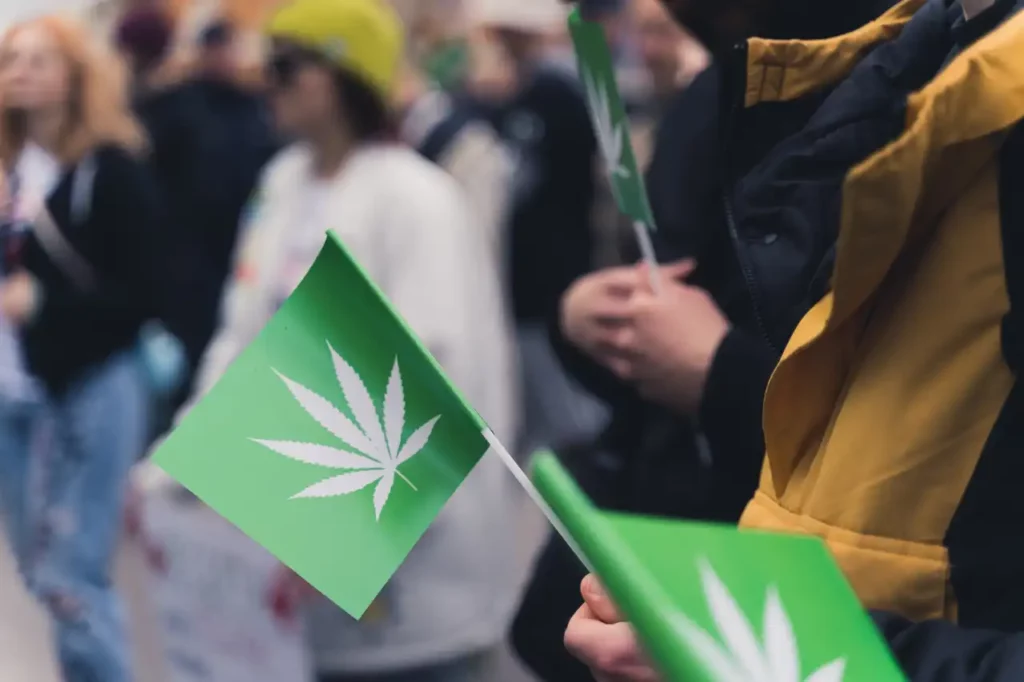 Demonstration Cannabis Fähnchen