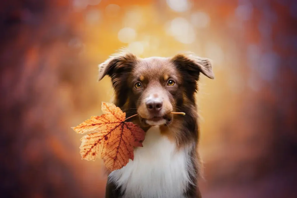 Hund Mit Blatt