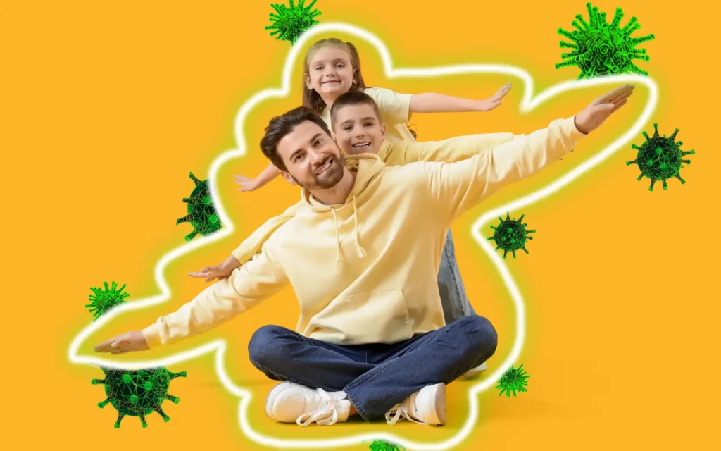 Vater mit seinen Kindern