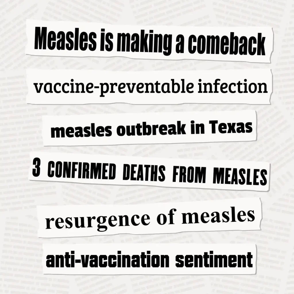 Schlagzeilen zum Ausbruch der Masern