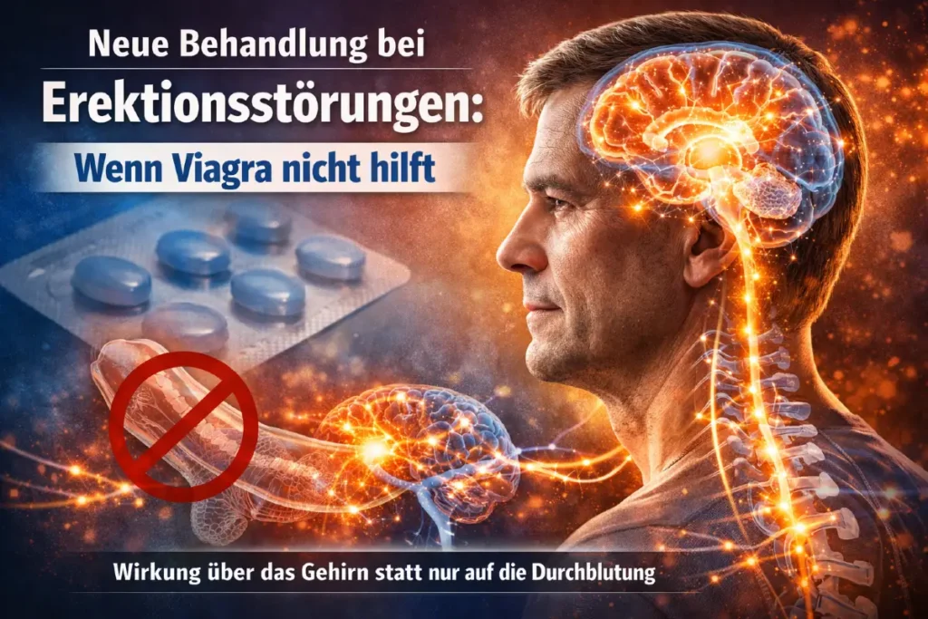 KI erstelltes Bild eines Mannes mit Potenzmitteln und Gehirn