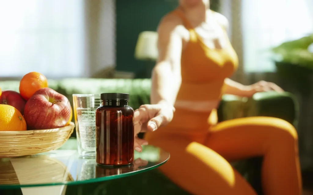 Frau in Fitnesskleidung vor dem Sport