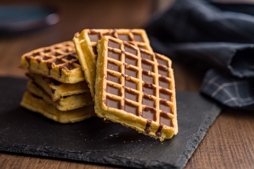 Gaufre chaude garnie de chocolat fondant