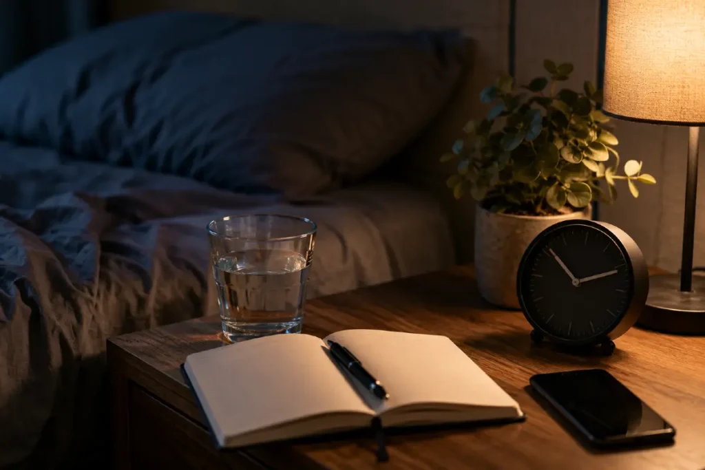 Gemütliche Nachttischszene bei Nacht
