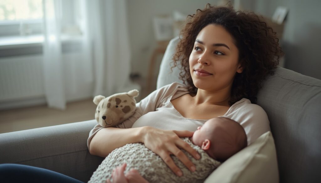 emme après un accouchement avec son bébé, changements hormonaux après accouchement