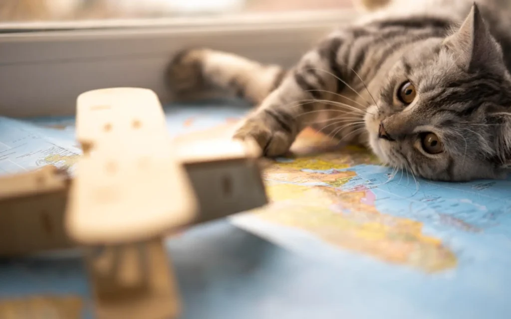 Katze liegt und schaut