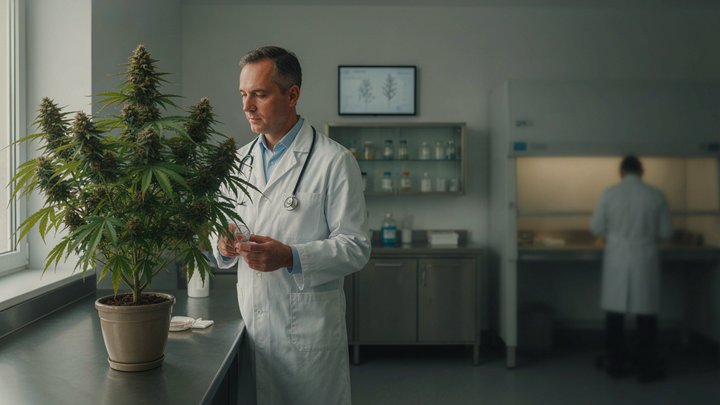 Médecin examinant une plante de cannabis médical
