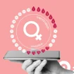 Grafik mit Smartphone und Zyklus der Frau