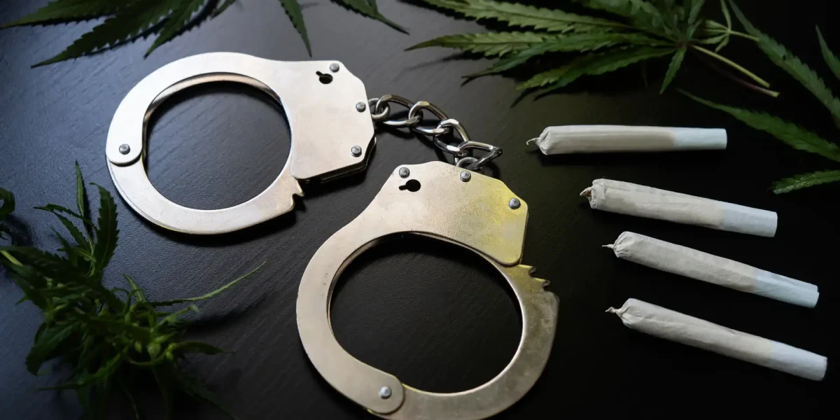 Handschellen Cannabis Joints