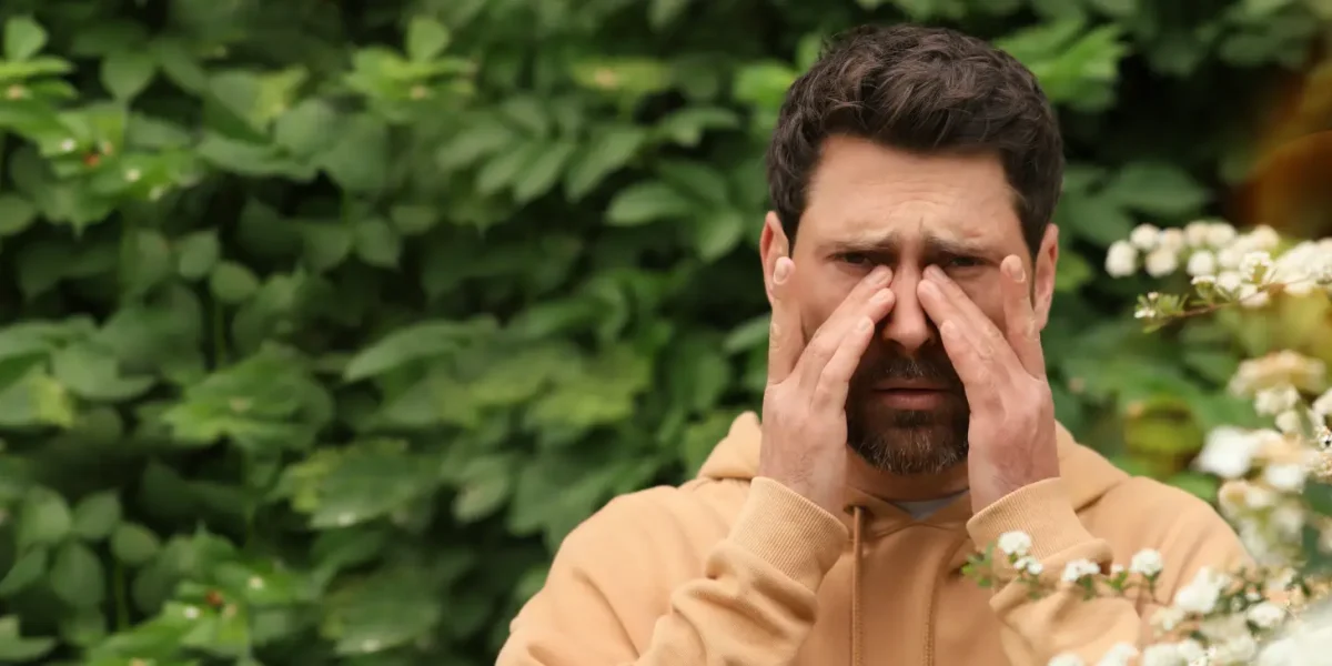 Mann mit Pollenallergie