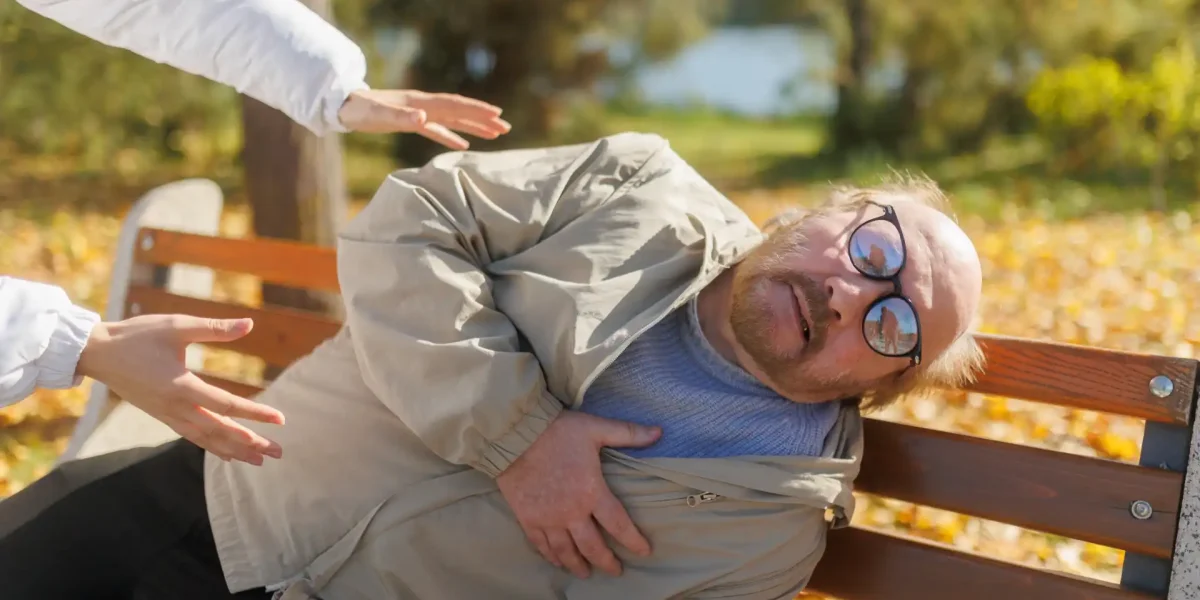 Mann Infarkt Parkbank