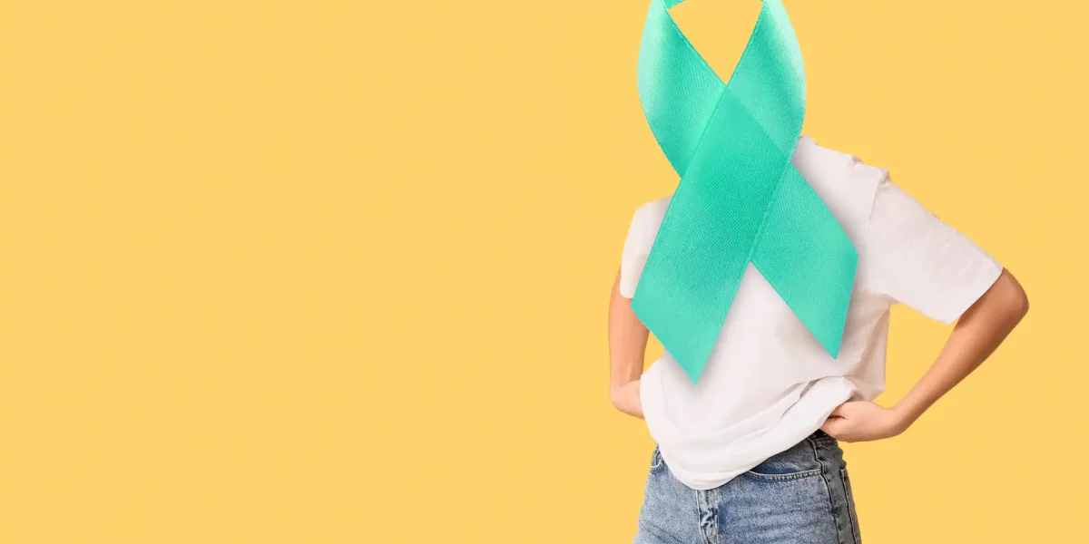 Frau mit Bewusstseinsband statt Kopf