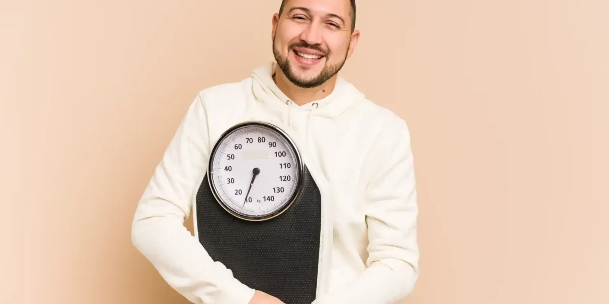 Mann Glücklich Waage