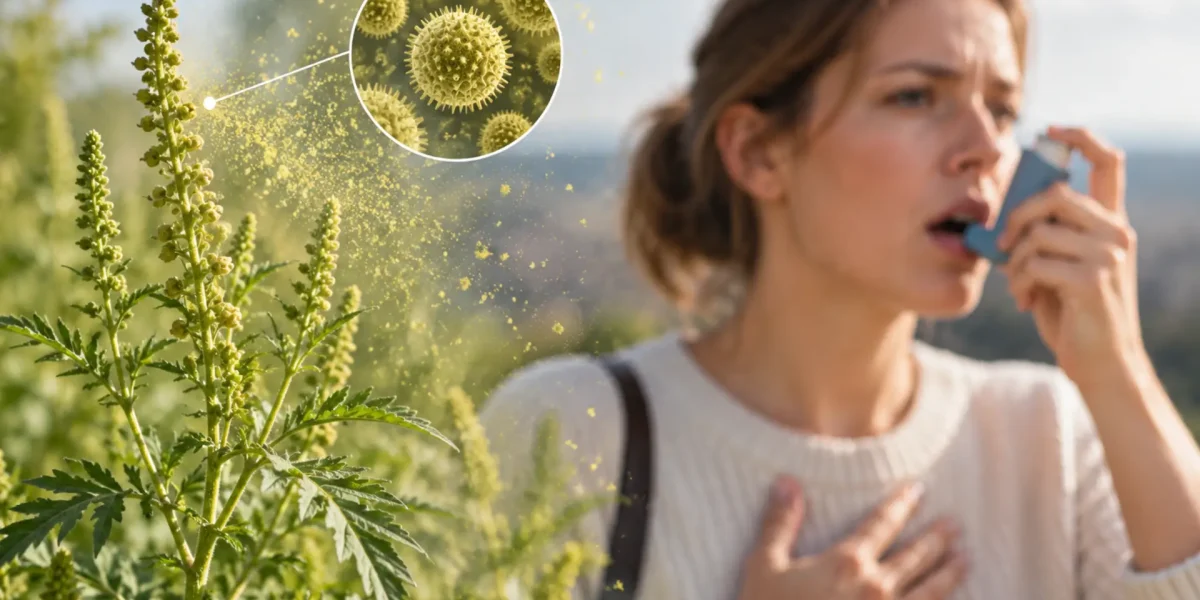 Frau im Freien während der herbstlichen Pollensaison
