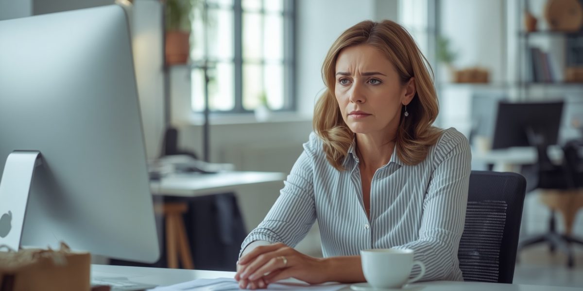 Femme qui a l'air déprimé, de retour au travail après les vacances !