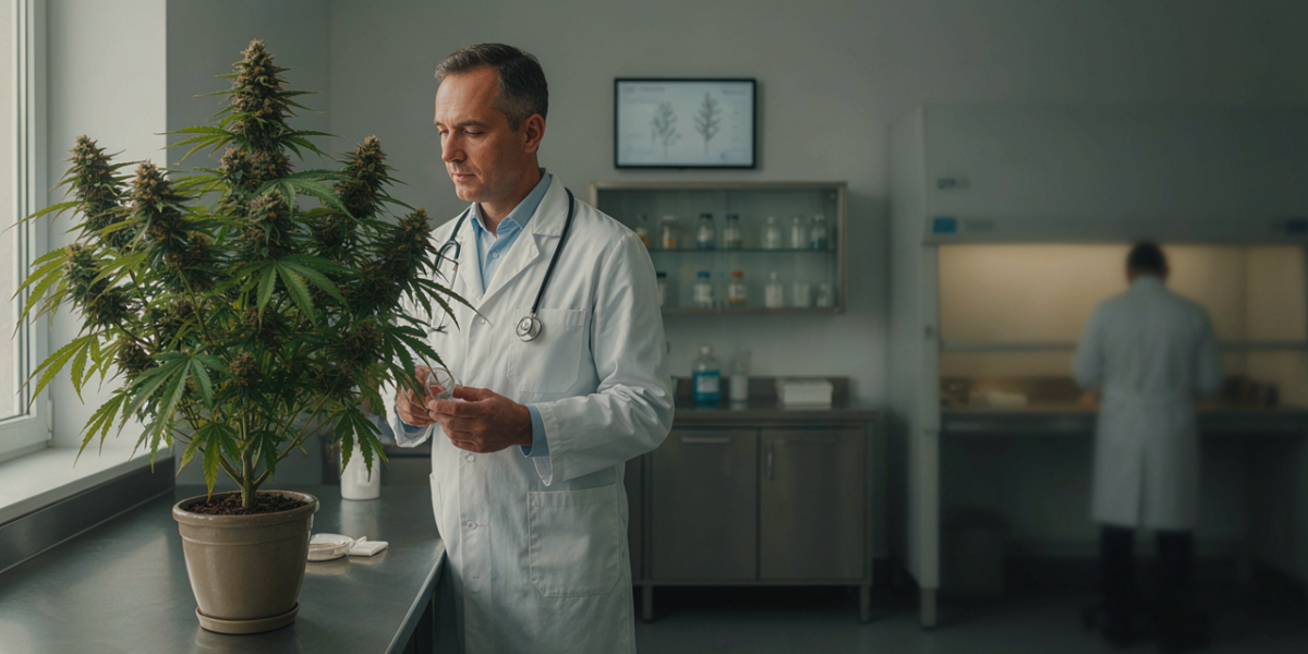 Médecin examinant une plante de cannabis médical