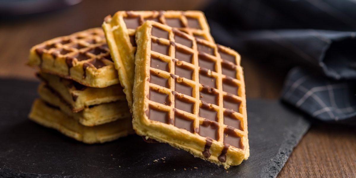 Gaufre chaude garnie de chocolat fondant